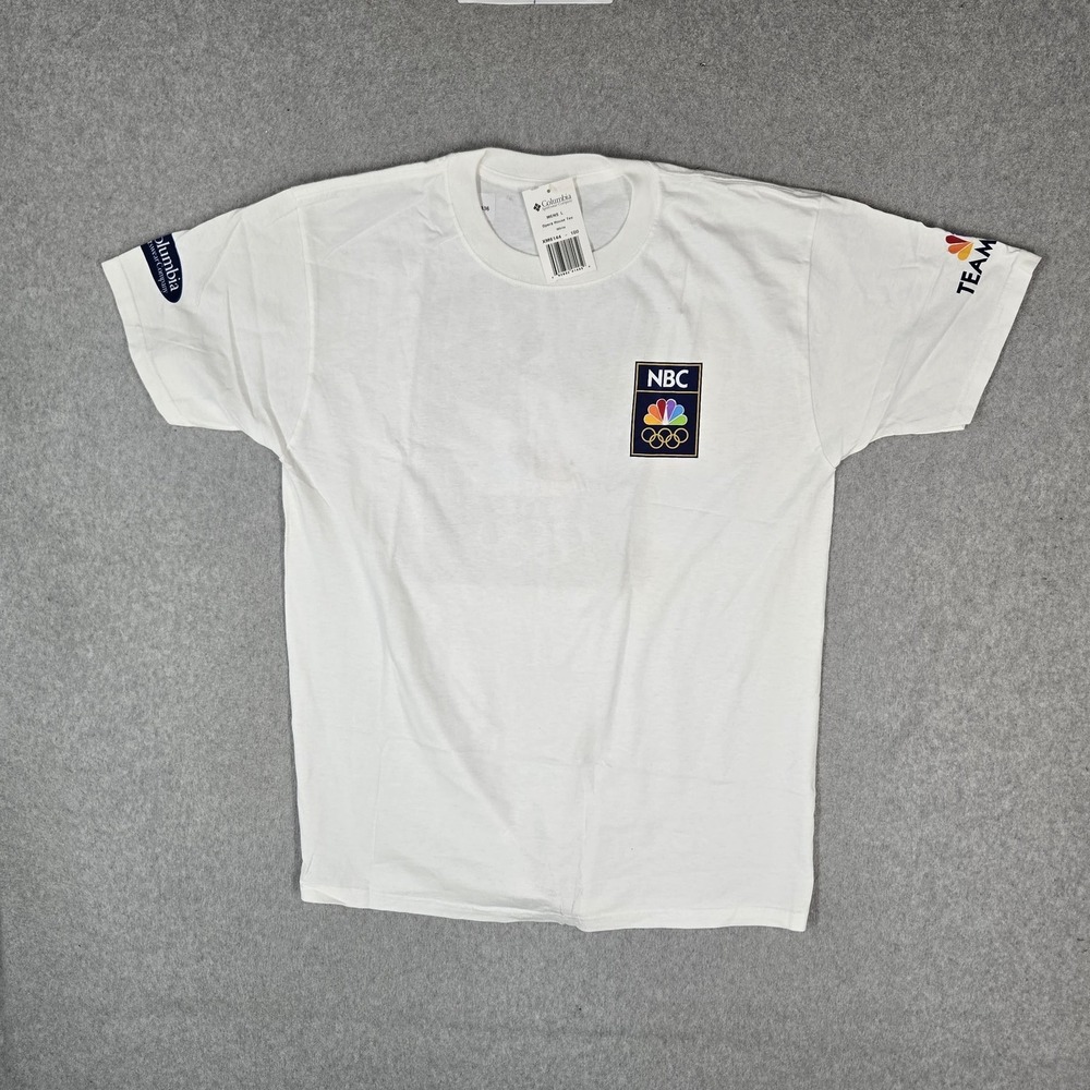 VINTAGE Columbia Men Shirt L White Graphic Sydney NBC 2000 Olympic Logo NWT